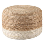 Ombre Hand Braided Jute Cotton Pouf Ottoman 50 x 35 cm (Beige) - Furniture > Bar Stools & Chairs