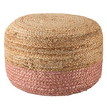 Ombre Hand Braided Jute Cotton Pouf Ottoman 50 x 35 cm (Pink) - Furniture > Bar Stools & Chairs