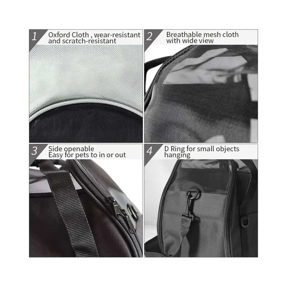 Ondoing Black Portable Pet Carrier Tote Travel Bag Kennel Soft Dog Crate Cage Outdoor - Pet Care > Cat Supplies > Cat