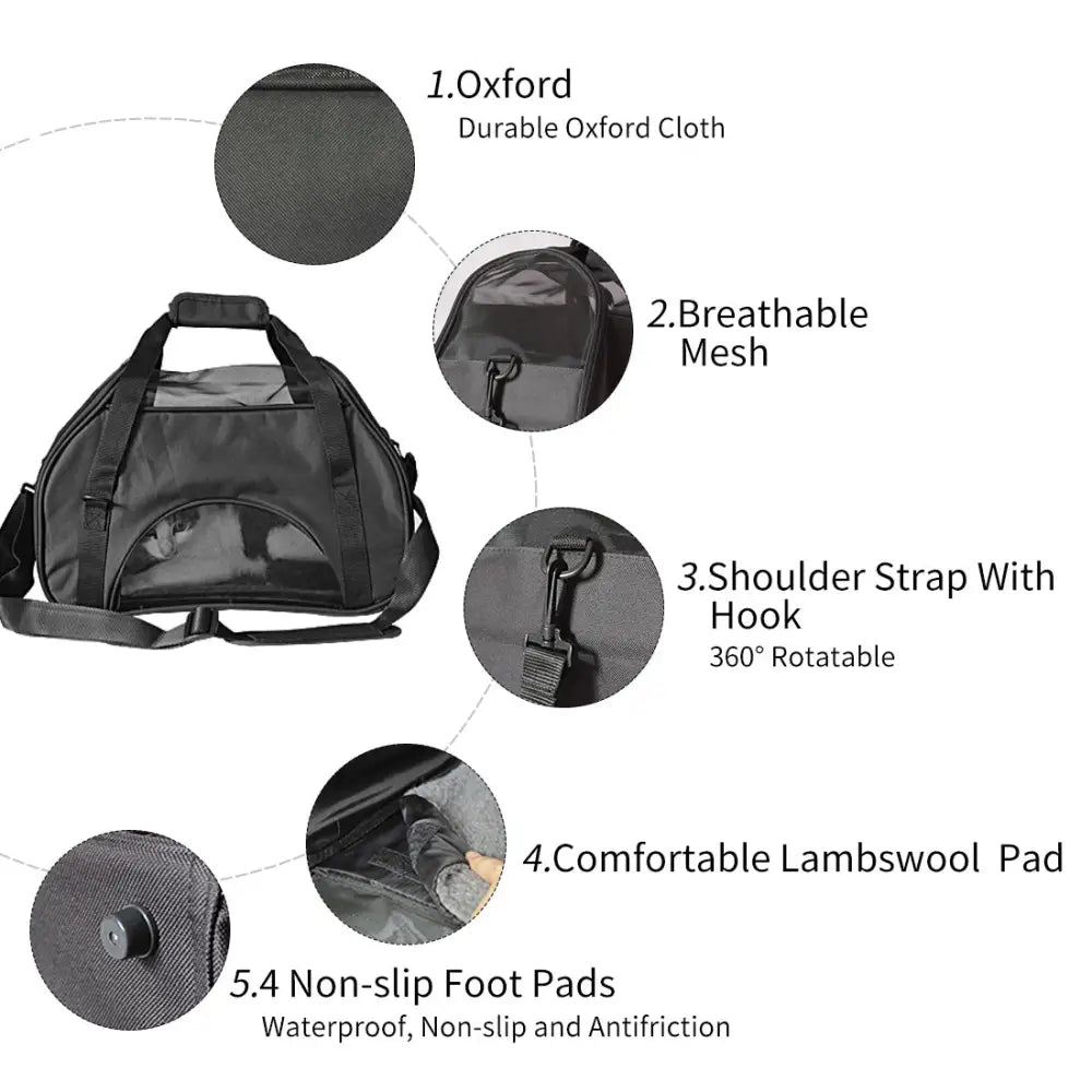 Ondoing Black Portable Pet Carrier Tote Travel Bag Kennel Soft Dog Crate Cage Outdoor - Pet Care > Cat Supplies > Cat