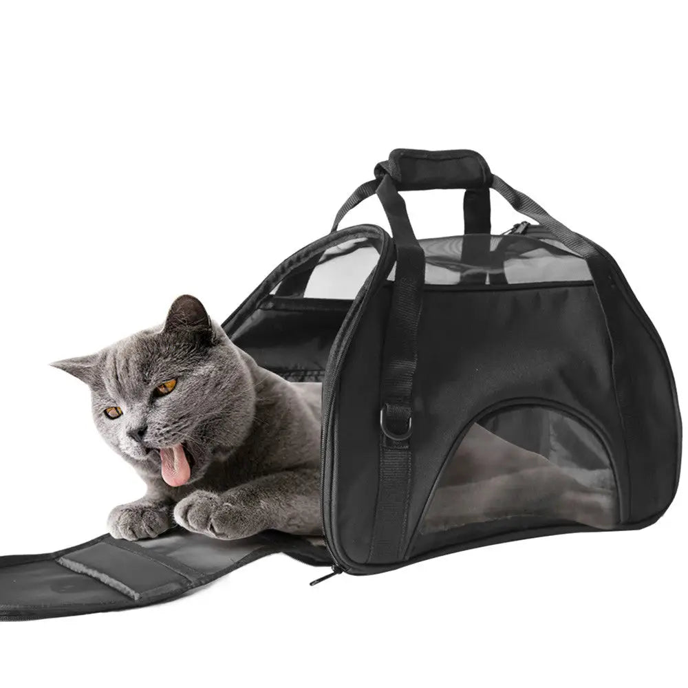 Ondoing Black Portable Pet Carrier Tote Travel Bag Kennel Soft Dog Crate Cage Outdoor - Pet Care > Cat Supplies > Cat