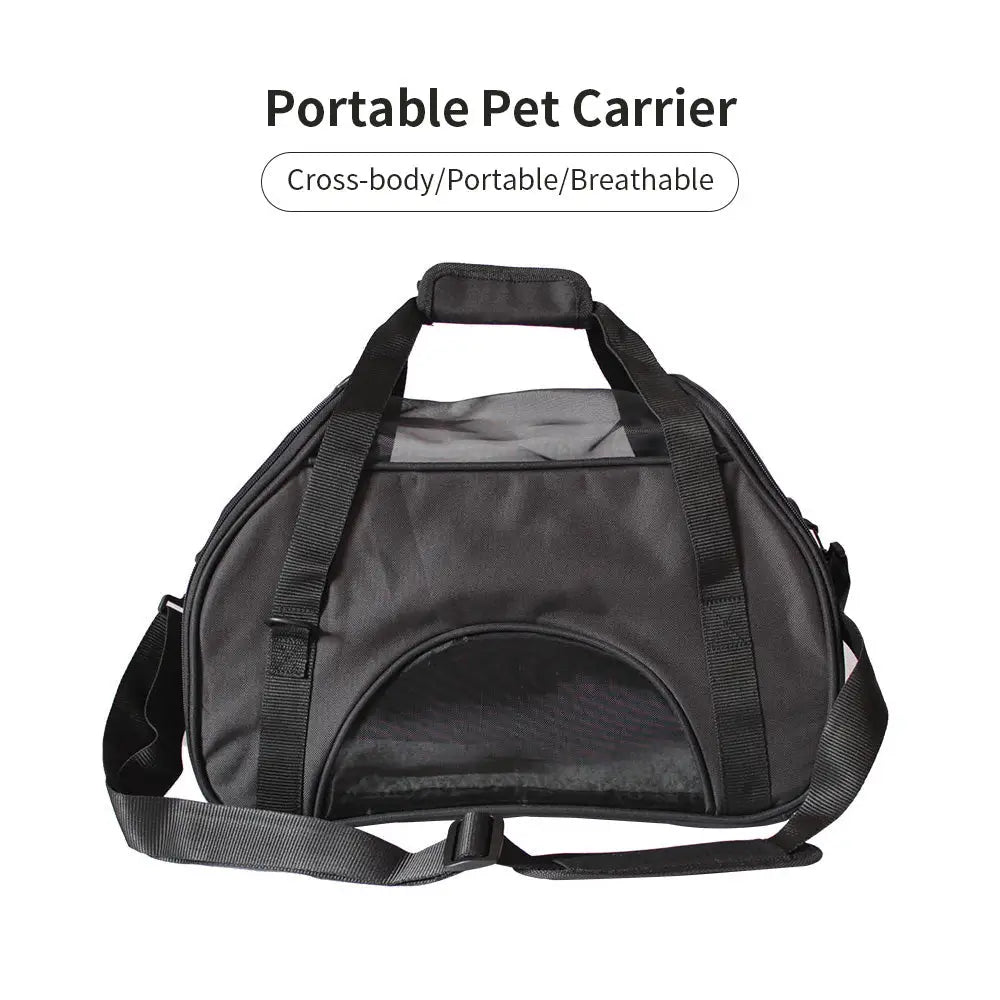 Ondoing Black Portable Pet Carrier Tote Travel Bag Kennel Soft Dog Crate Cage Outdoor - Pet Care > Cat Supplies > Cat