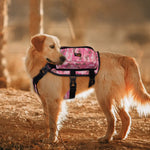 Ondoing Dog Backpack Harness Pet Saddle Bag Reflective Adjustable Outdoor Hiking-XL-Camo Pink - Pet Care > Cat Supplies