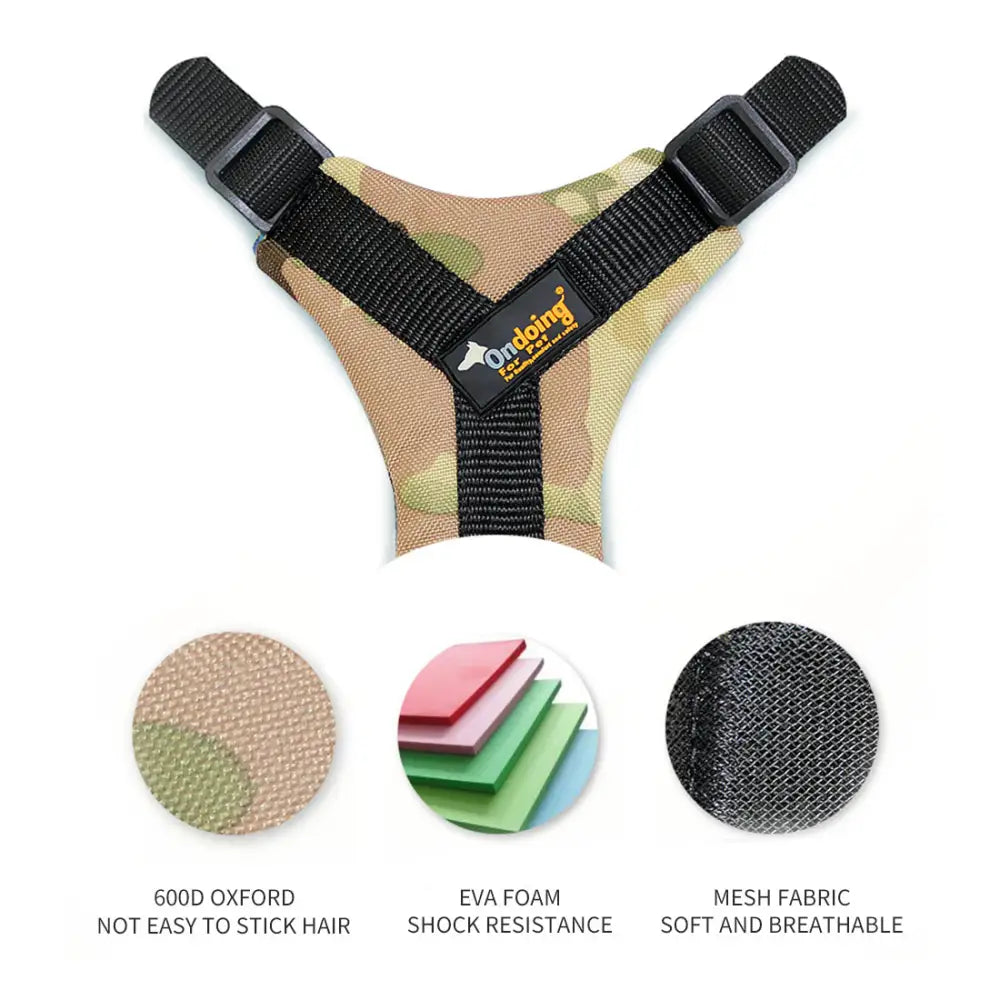 Ondoing Dog Backpack Harness Pet Saddle Bag Reflective Adjustable Outdoor Hiking-XL-Camo Green - Pet Care > Cat