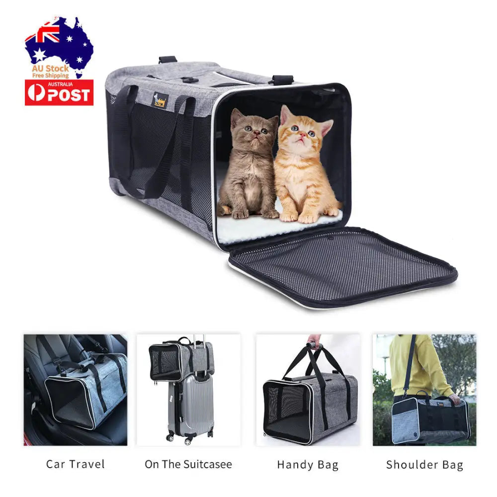 Ondoing Foldable Pet Carrier Bag Cat Dog Soft Crate Cage Kennel Tent Travel Portable Car - Pet Care > Cat Supplies >