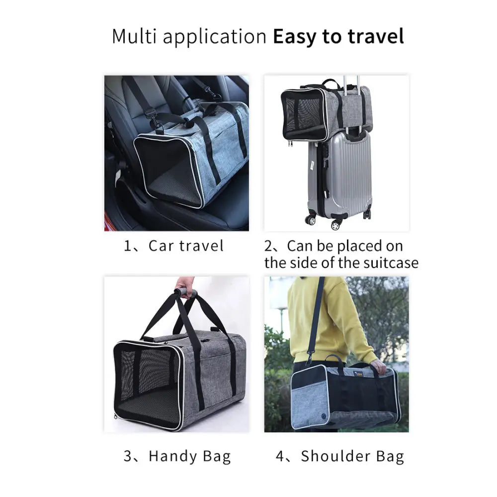 Ondoing Foldable Pet Carrier Bag Cat Dog Soft Crate Cage Kennel Tent Travel Portable Car - Pet Care > Cat Supplies >