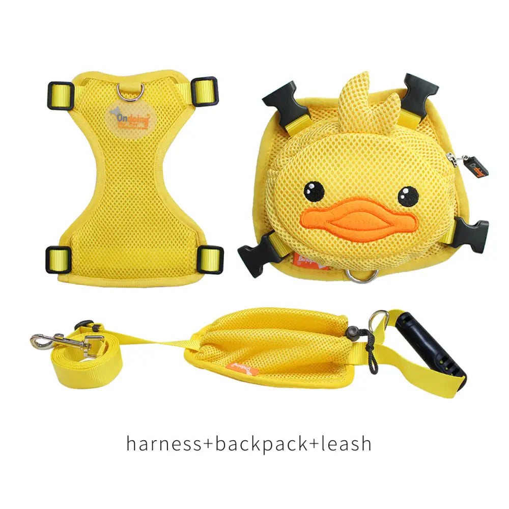 Ondoing Pet Saddle Bag Dog Harness Backpack Hiking Traveling Outdoor Bags Cute Costume (Pink pig bag with leash)L - Pet