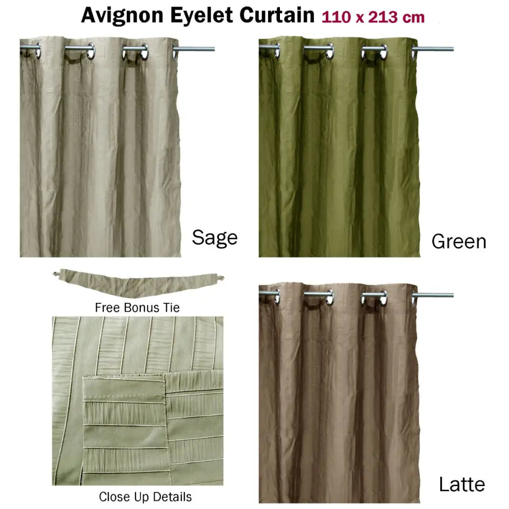 One Piece of Avignon Unlined Eyelet Curtain 110 x 213cm Sage - Home & Garden > Curtains