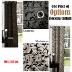 One Piece of Options Flocking Unlined Curtain 110 x 213 cm Charcoal - Home & Garden > Curtains