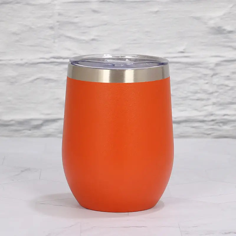 Orange 12oz Double-Wall Vacuum 304 Eggshell Cup -C Mini Portable Insulated U-Shaped Cup Creative Small Beer Mug