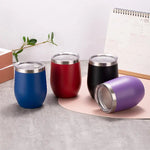 Orange 12oz Double-Wall Vacuum 304 Eggshell Cup -C Mini Portable Insulated U-Shaped Cup Creative Small Beer Mug