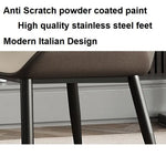 Orange Brown Italian Minimal List Dining Chairs PU Retro Chair Cafe Kitchen Modern Metal Legs x2 - Furniture > Dining