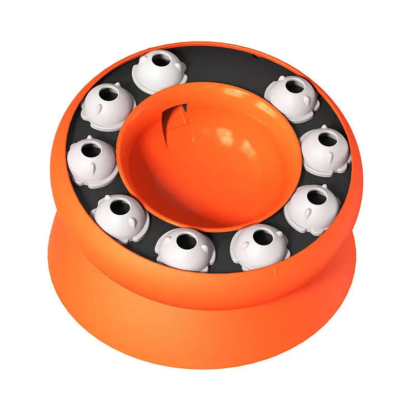 Orange Interactive Slow Feeder Cat Bowl - 15° Tilt Design Puzzle Feeder for Healthy Eating - Pet Care > Cat Supplies >