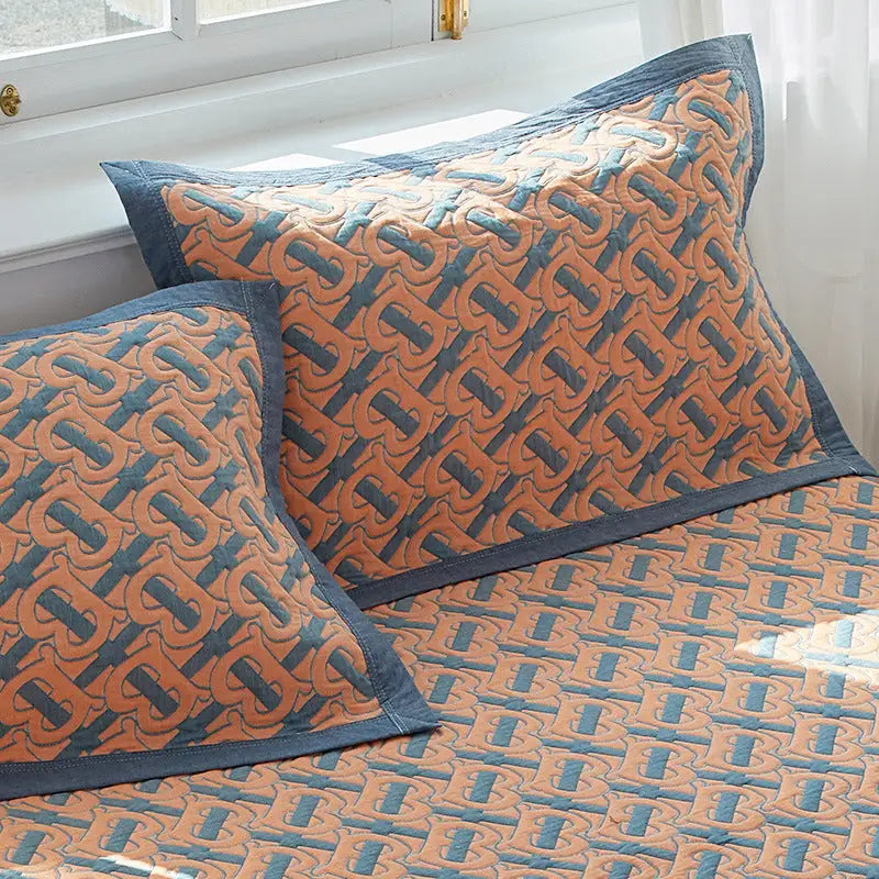Orange letters Soft Cotton Gauze Pillowcase Set - Breathable Non-slip Extra Large (Pillow Core Not Included)56x80cm