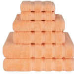 Orange Luxury 6-Piece Combed Cotton Towel Bale Set - Ultra Soft & Absorbent Bath Hand Face Towels - Home & Garden >