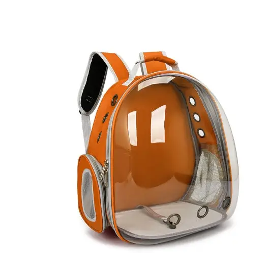 Orange Pet Carrier Backpack with Transparent Window 33*18*42cm - Pet Care > Cat Supplies > Cat Carriers & Crates