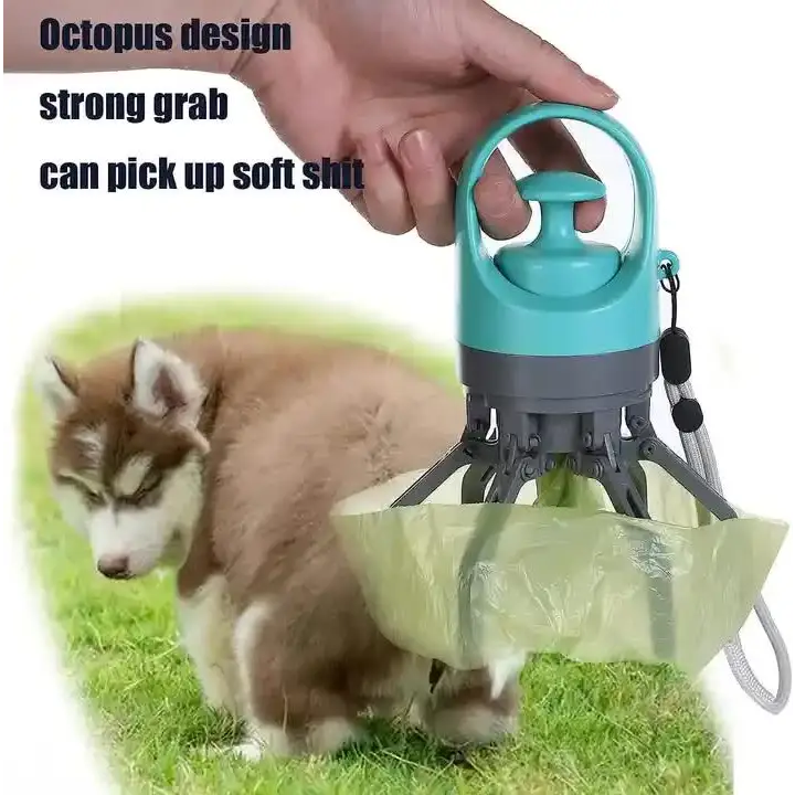 Orange Portable Dog Poop Scooper - Outdoor Pet Waste Picker Six-Claw Dog Waste Tool for Easy Clean-Up Travel-Friendly
