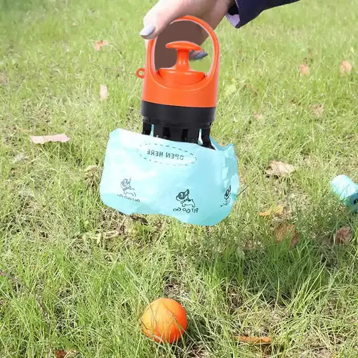 Orange Portable Dog Poop Scooper - Outdoor Pet Waste Picker Six-Claw Dog Waste Tool for Easy Clean-Up Travel-Friendly