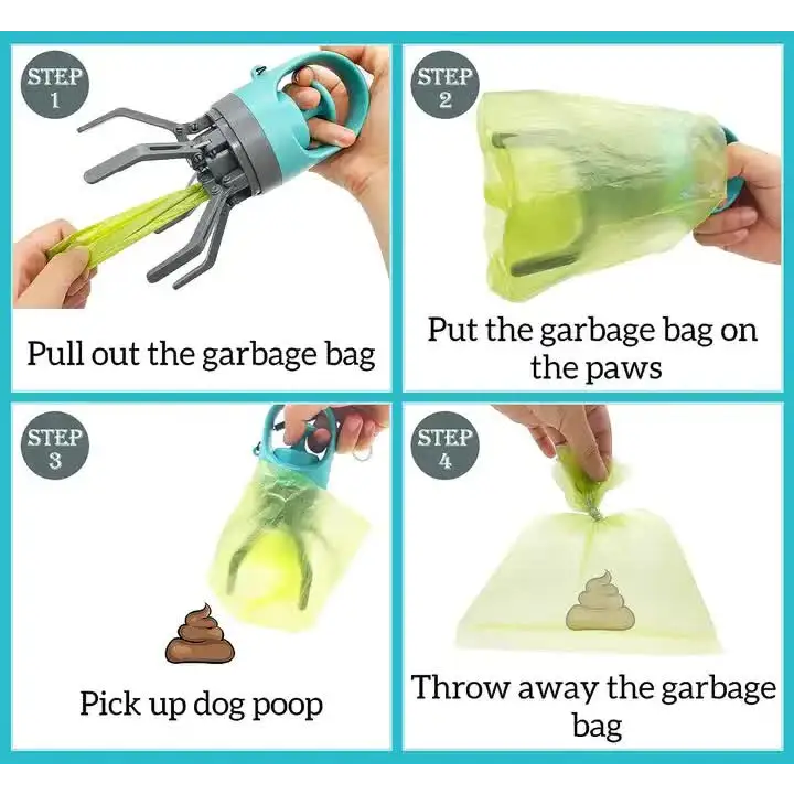 Orange Portable Dog Poop Scooper - Outdoor Pet Waste Picker Six-Claw Dog Waste Tool for Easy Clean-Up Travel-Friendly