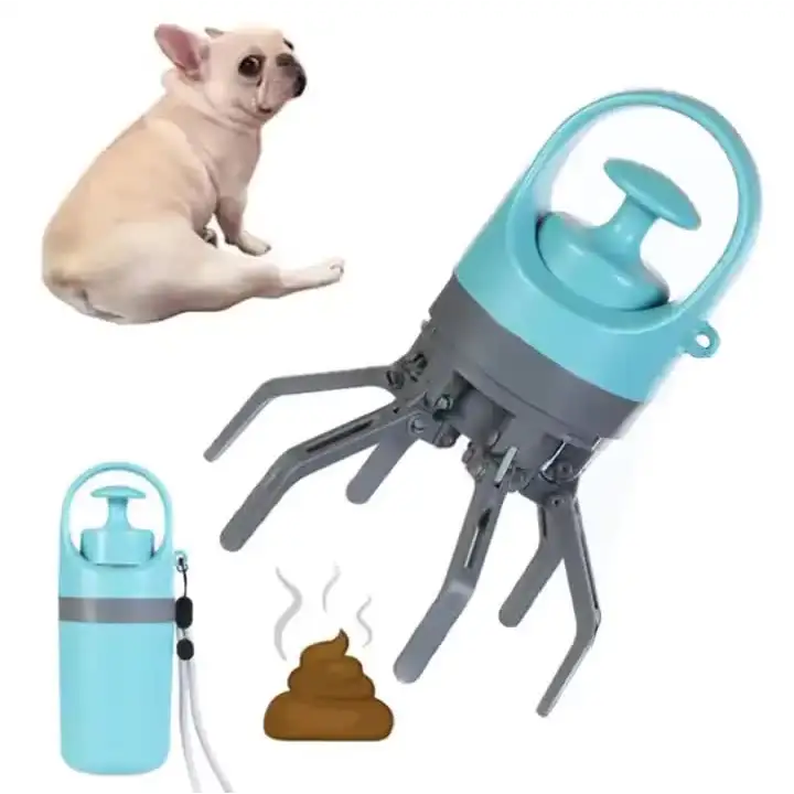 Orange Portable Dog Poop Scooper - Outdoor Pet Waste Picker Six-Claw Dog Waste Tool for Easy Clean-Up Travel-Friendly