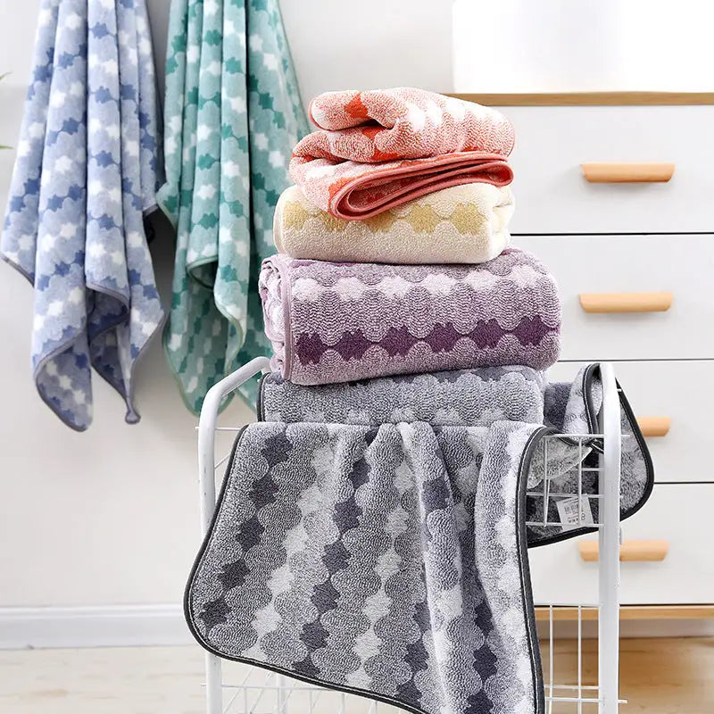 Orange Premium Coral Fleece Towel Set - 1 Bath Towel (88x170cm) + 3 Hand Towels (35x35cm) - Soft Absorbent