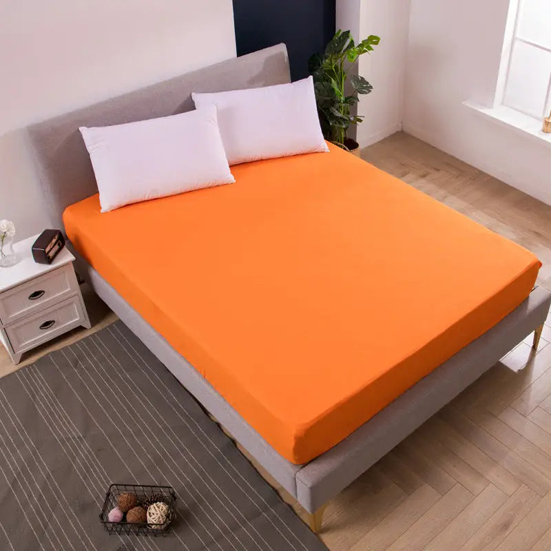Orange Queen Size Waterproof Fitted Mattress Protector - Soft & Breathable Bed Cover Hypoallergenic Deep Pocket