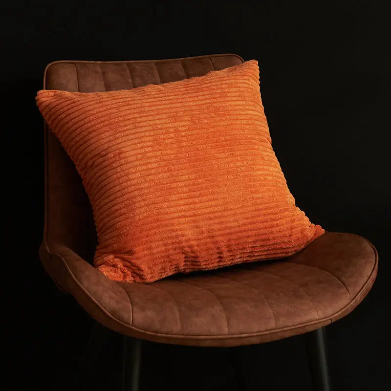 Orange Set of 4 Corduroy Pillow Covers - Solid Color Minimalist Throw Cushion Covers - 45x45cm (Pillow Inserts