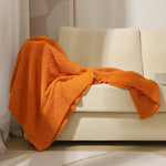 Orange Solid Color Plush Knitted Blanket for Sofa and Office 152 x 203 cm 1150g - Home & Garden > Bedding > Blankets &