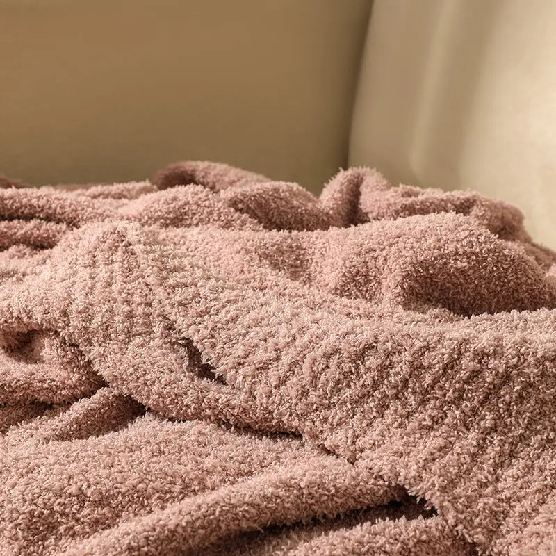 Orange Solid Color Plush Knitted Blanket for Sofa and Office 152 x 203 cm 1150g - Home & Garden > Bedding > Blankets &