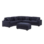 Orion Corner Sofa Premium Fabric Upholstery Padded Seat Wooden Frame Rubber Wooden Legs with Ottoman - Furniture > Bar