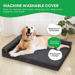Orthopaedic Dog Bed XL Grey - Memory Foam Mattress Waterproof Removable Cover - Pet Care > Dog Supplies > Dog Beds