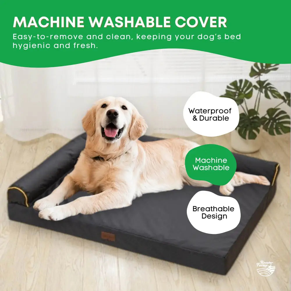 Orthopaedic Dog Bed XL Grey - Memory Foam Mattress Waterproof Removable Cover - Pet Care > Dog Supplies > Dog Beds