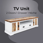 Orville ETU Entertainment TV Unit 214cm 2 Door Solid Acacia Timber - Multi Color - Furniture > Living Room