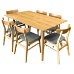Oscar 7pc Dining Set 150cm Table 6 Chair Fabric Seat Scandinavian Style - Furniture > Dining