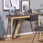 Oslo Desk with Drawer in Black & Natural - Furniture > Office