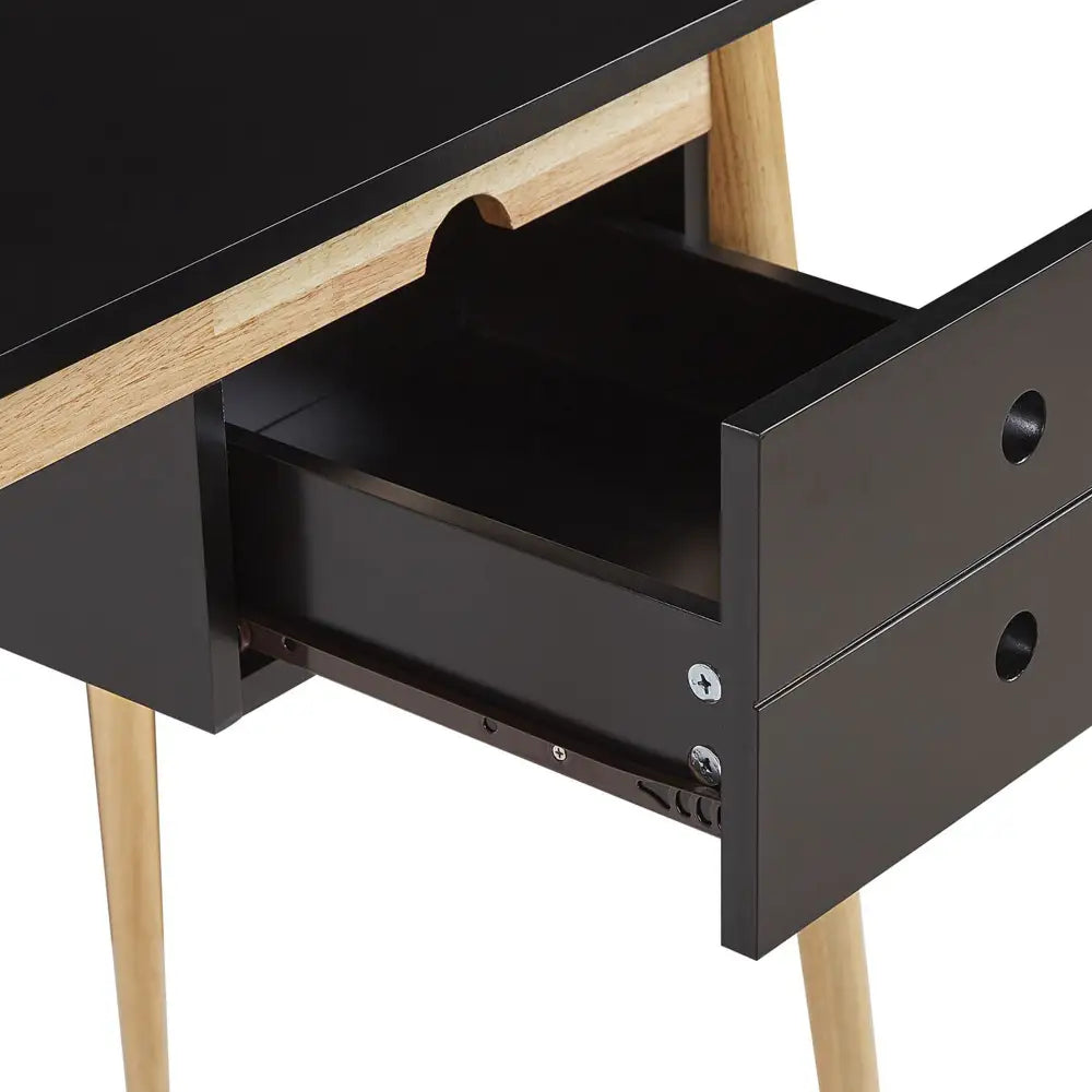 Oslo Desk with Drawer in Black & Natural - Furniture > Office