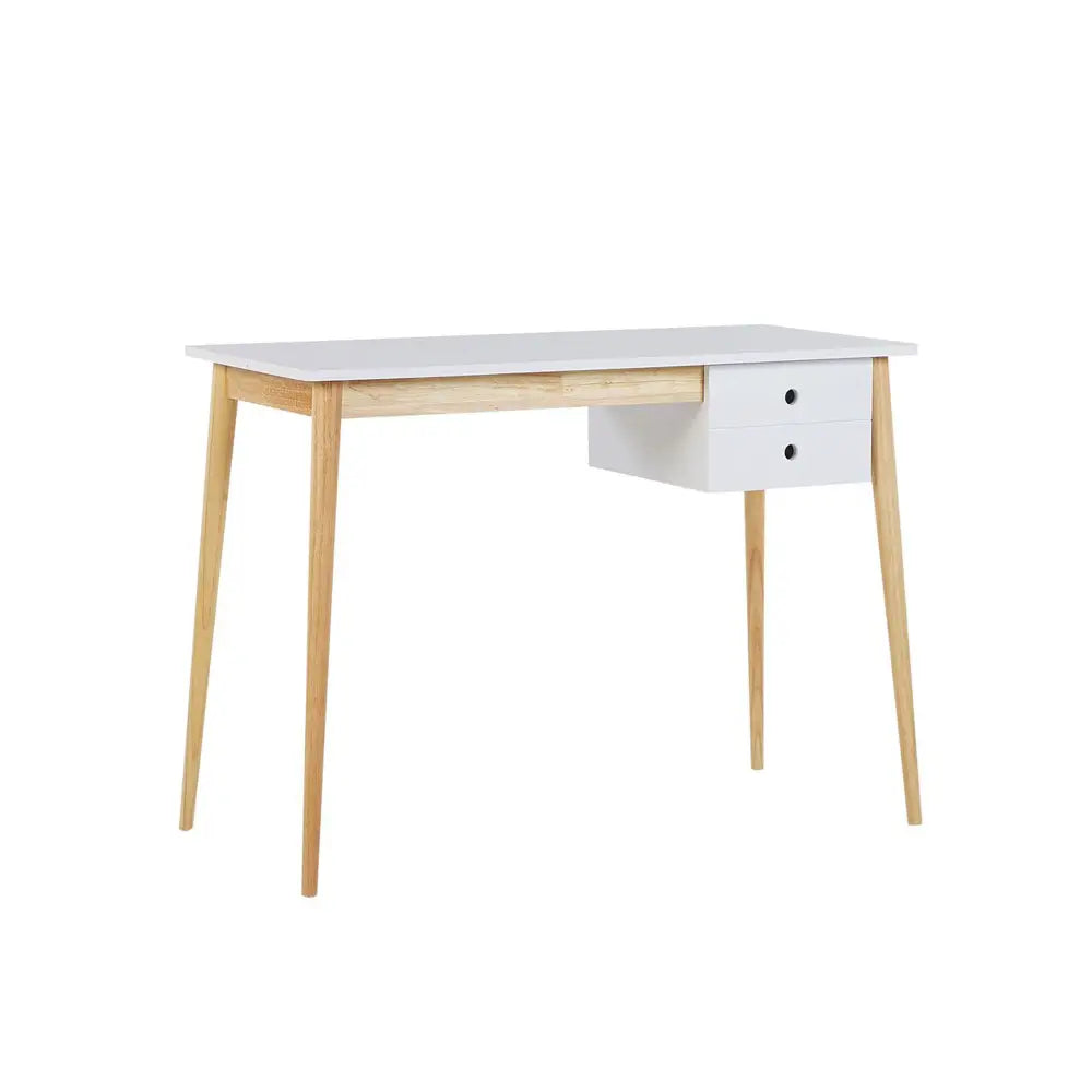 Oslo Desk with Drawer in White & Natural - Furniture > Office