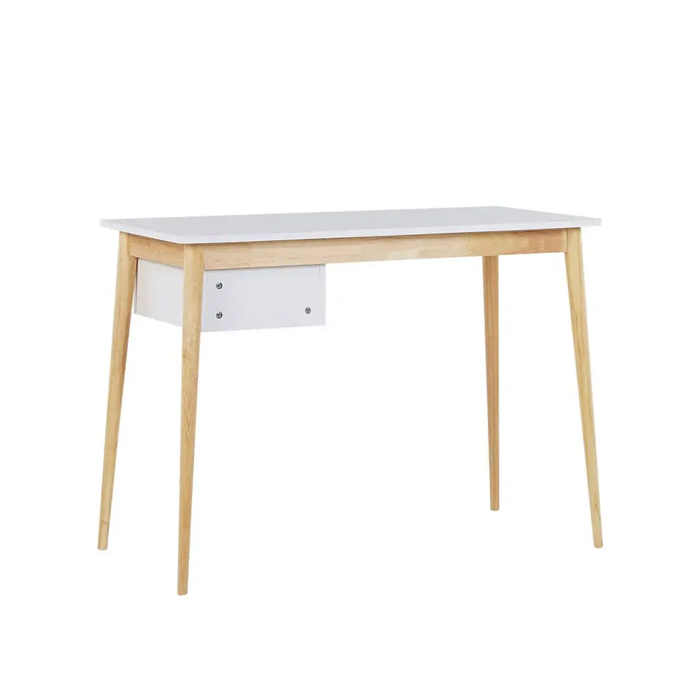 Oslo Desk with Drawer in White & Natural - Furniture > Office