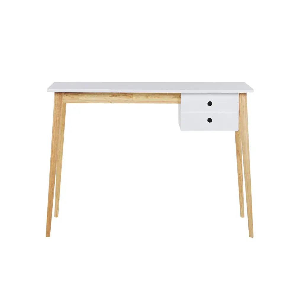 Oslo Desk with Drawer in White & Natural - Furniture > Office