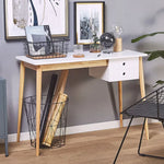 Oslo Desk with Drawer in White & Natural - Furniture > Office