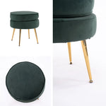 Ottoman Foot Stool Velvet Fabric Metal Leg Round GREEN - Furniture > Living Room