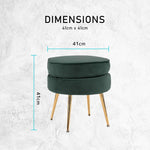 Ottoman Foot Stool Velvet Fabric Metal Leg Round GREEN - Furniture > Living Room