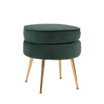 Ottoman Foot Stool Velvet Fabric Metal Leg Round GREEN - Furniture > Living Room