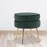 Ottoman Foot Stool Velvet Fabric Metal Leg Round GREEN - Furniture > Living Room