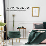 Ottoman Foot Stool Velvet Fabric Metal Leg Round GREEN - Furniture > Living Room