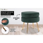 Ottoman Foot Stool Velvet Fabric Metal Leg Round GREEN - Furniture > Living Room
