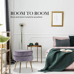 Ottoman Foot Stool Velvet Fabric Metal Leg Round GREY - Furniture > Bedroom > Bedside Tables