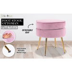 Ottoman Foot Stool Velvet Fabric Metal Leg Round PINK - Furniture > Living Room