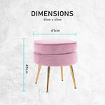 Ottoman Foot Stool Velvet Fabric Metal Leg Round PINK - Furniture > Living Room