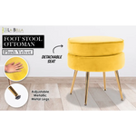 Ottoman Foot Stool Velvet Fabric Metal Leg Round YELLOW - Furniture > Living Room